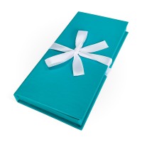 Д10303П.049 Подарочная коробка ДЛЯ ДЕНЕГ-мелованная бумага с бантом, 172х83х16 бирюзовый