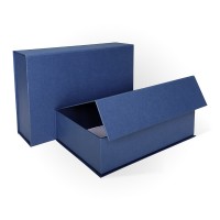 Д10303П.282 Набор подарочных коробок 2 в 1 на магните с перекидной крышкой тисненая бумага ЛЕН 250x170x70 синий